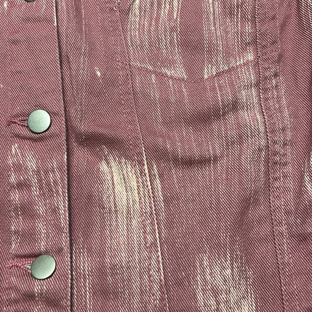 Versona Y2K Streetwear Mauve Bleach Brushstroke Denim Jacket Cyber Grunge Indie - Picture 9 of 10